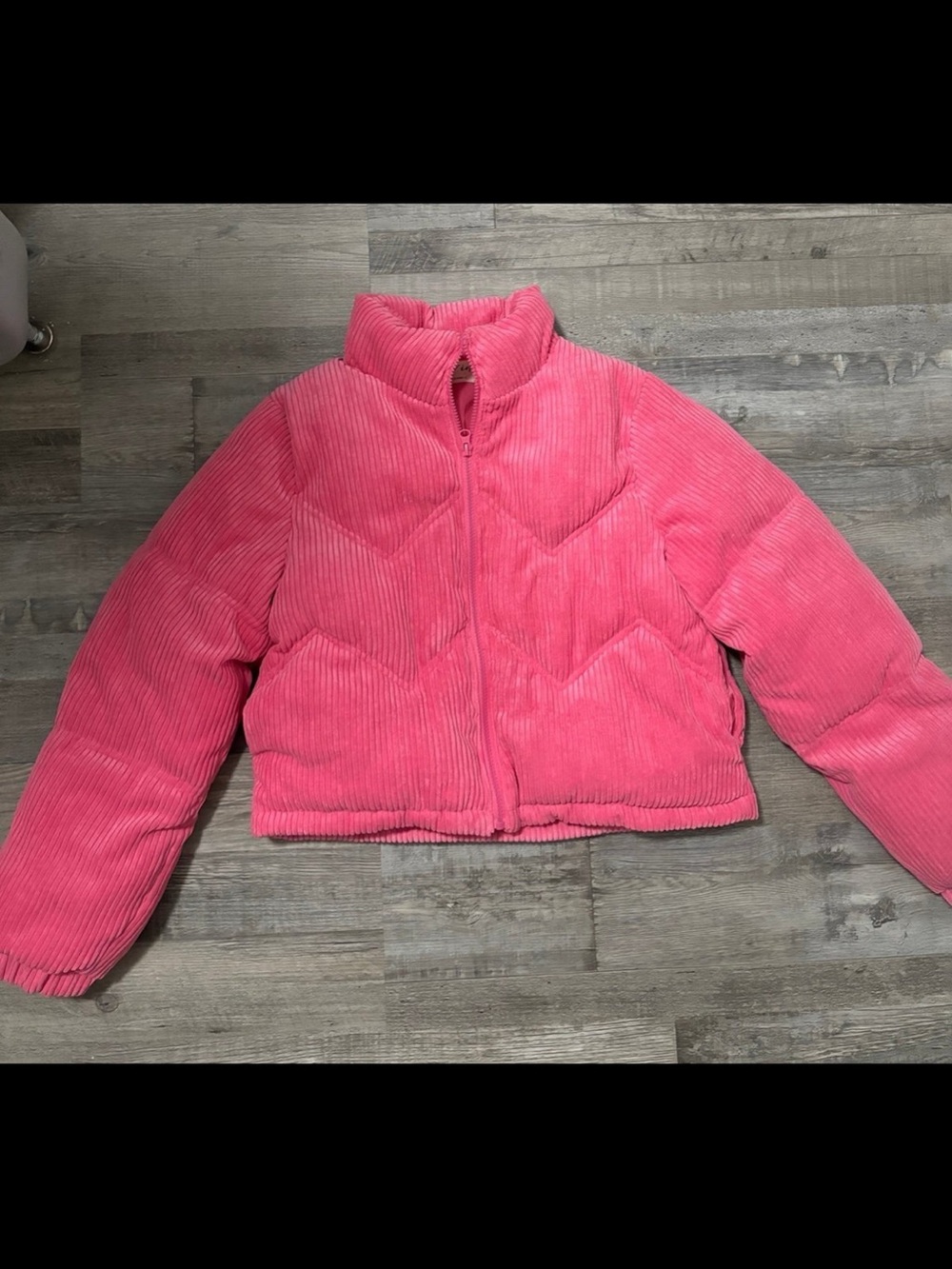 Pink Corduroy Puffer Jacket